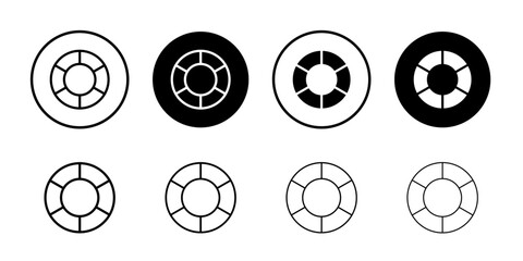 Life buoy icon Black and white outline vector