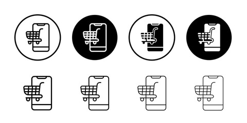 Online shopping icon Black and white outline vector