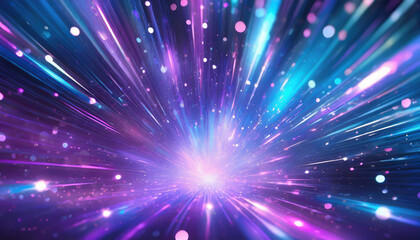 Colorful bursts of light radiate in a cosmic display across a deep space background during a vibrant digital illustration