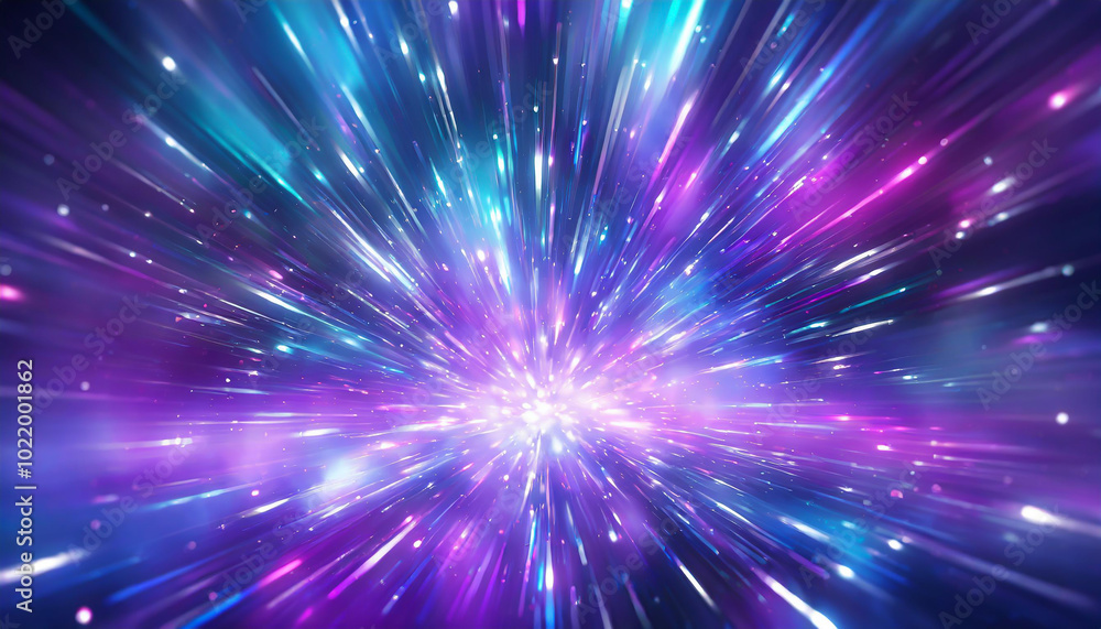 Poster colorful burst of light and energy in a cosmic display of vibrant hues and dynamic movement, creatin