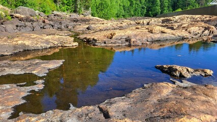 the river bank, stone and water 