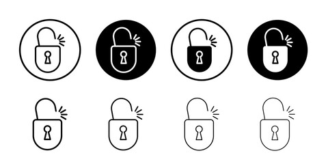 Unlock icon Black and white outline vector