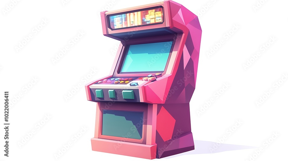 Aufkleber retro arcade game machine with colorful geometric design