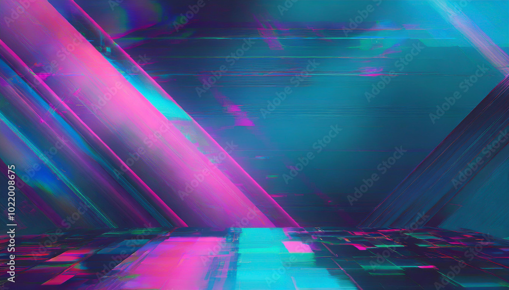 Poster vibrant abstract digital background with intersecting lines and glowing colors in a futuristic style