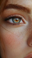 Close-up Portrait of a Woman's Eye with Freckles