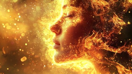 In the blazing flame of gold, immersed in the dreamland