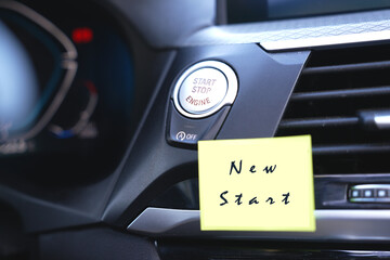 new start, a post-it beside start stop car button
