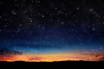 Fototapeta premium simple clean vector design night sky with large stars fading black through blue to late vivid sunset 