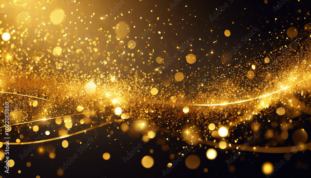 Aufkleber a shimmering display of golden sparkles and glimmers across a dark background, creating a magical an