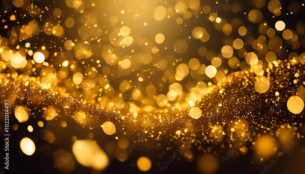 Poster sparkling golden bokeh background with soft lights creating an enchanting atmosphere during a festiv