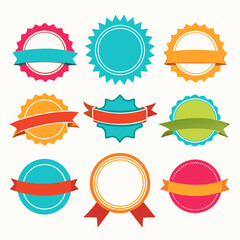Ribbon round shape design set vector
