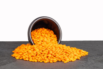 Lens culinaris organic - Red lentils in the bowl.