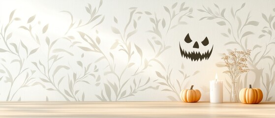 Halloween Decorations with Pumpkin and Shadow Patterns