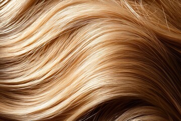 closeup texture of golden blonde smooth long healthy wavy hair