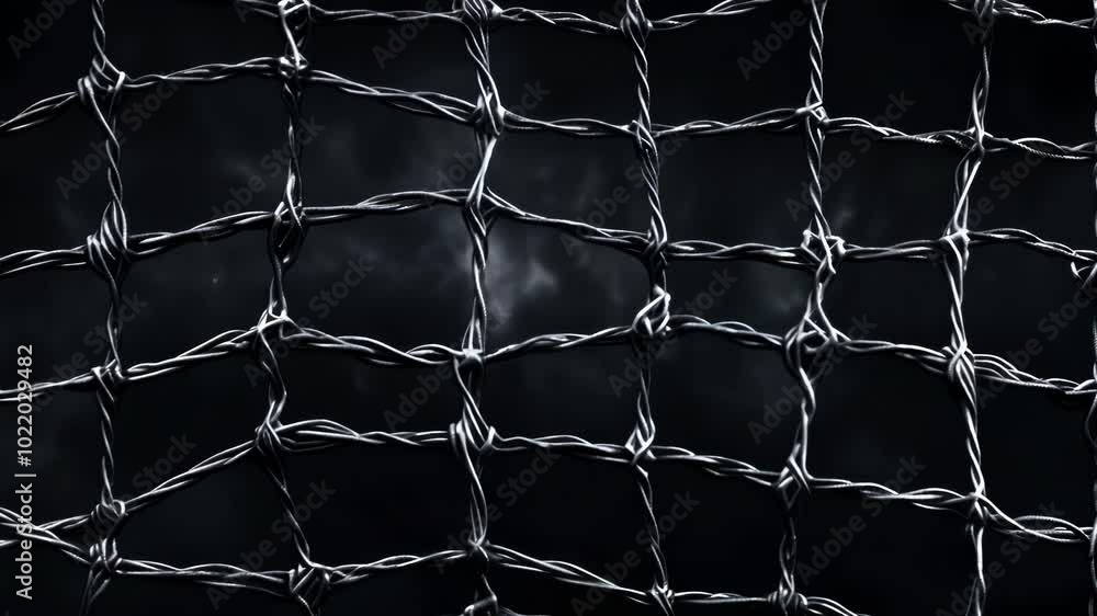 Poster intriguing metal net creates a mesmerizing pattern against a dark backdrop, evoking security and pro