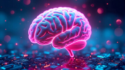 Obraz premium Human or virtual brain model in cyberspace. Futuristic, sci-fi, wallpaper, technology background