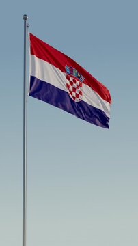 Croatia Zagreb Flag Vertical Cinematic Realistic Waving Zoom Loop