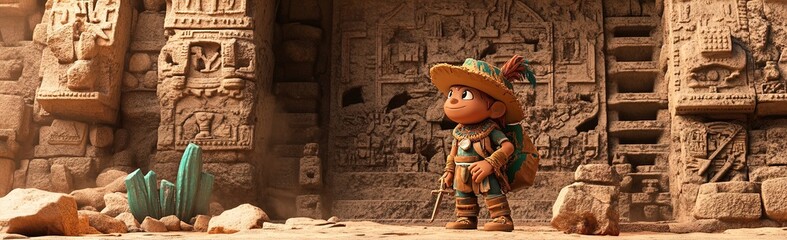 3d animated cartoon of archeaologist