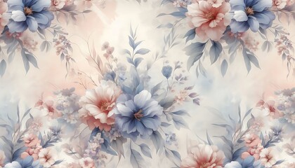 soft, flowing background featuring large floral print in a watercolor style,generative ai