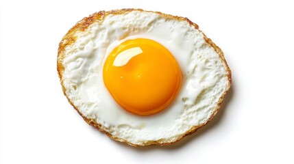 Fried egg isolated on white background seen from above