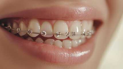 metal braces on teeth, close-up, smile, orthodontics, alignment, dental health, oral care, lips, bite correction, mouth, dentistry, dental clinic, tooth, enamel, dentist