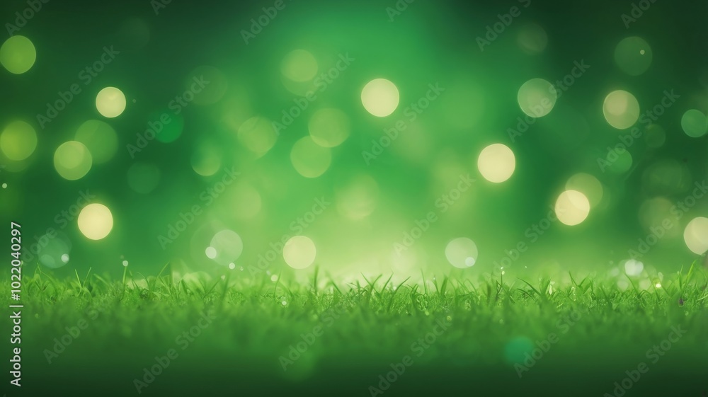 Wall mural green bokeh background with grass