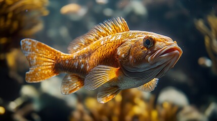 Obraz premium Close-Up of a Vibrant Orange Fish in an Aquarium