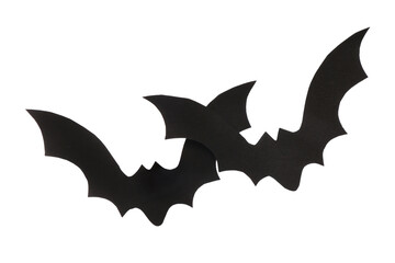 Paper bats for Halloween party on white background