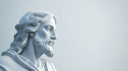 jesus christ on white background, 3d illustration, portrait, god, christianity, religion, faith, religious character, divine, lord, christian, catholicism, orthodoxy, believer, prayer, copyspace