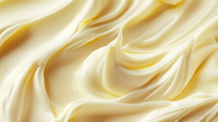 Close-up shot of smooth, creamy, swirl-like texture of whipped butter, ideal for food blogs, recipes, and branding.
