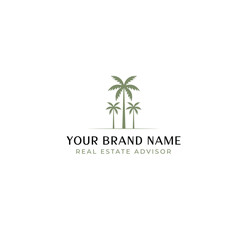 Palm tree real estate logo