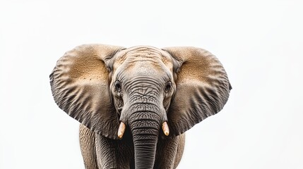 Fototapeta premium an elephant with tusks with a white background