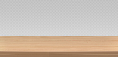 Wooden table top vector illustration. Dining table made of wood, realistic plank texture. Empty desk top