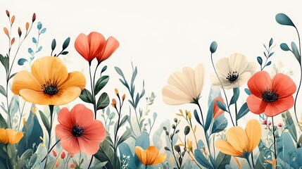 a painting of flowers with a white background