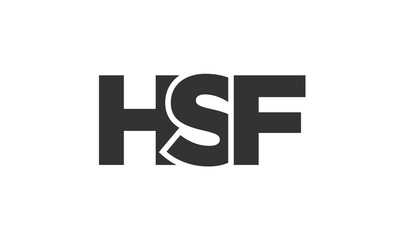 HSF logo design template with strong and modern bold text. Initial based vector logotype featuring simple and minimal typography. Trendy company identity.