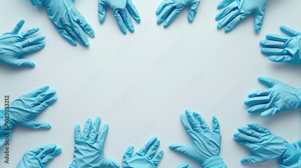 Poster a collection of sterile medical gloves is arranged in a circular layout, highlighting their importan