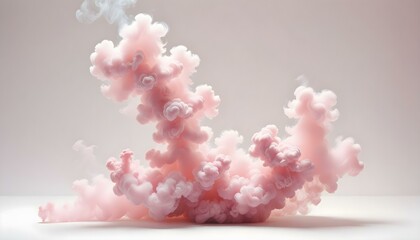 Fototapeta premium Subtle Pink Smoke Rising on White Background: A Romantic and Peaceful Backdrop