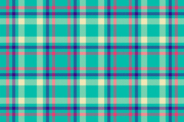 Vivid fabric tartan seamless, ireland textile vector background. Printout plaid texture check pattern in teal and light colors.