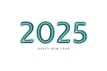 Happy New Year 2025 typography template calendar cover. Vector design for poster, banner, greeting card and invitation.