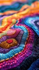 Handmade Embroidery, vibrant colors, close-up, creative process, photography