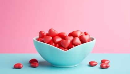 heart shaped candy in a bowl