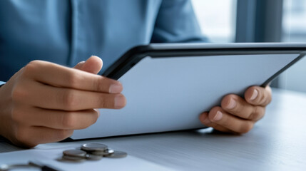 Person Using Tablet for Financial Planning, AI