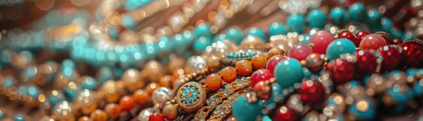 Vintage Jewelry Fair, vibrant colors, eclectic styles, indoor setting, photography