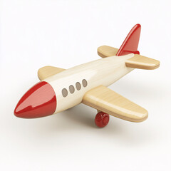 Fototapeta premium Colorful handmade wooden jet toy isolated on white