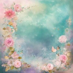 Vntage background with flower illustration, AI generated