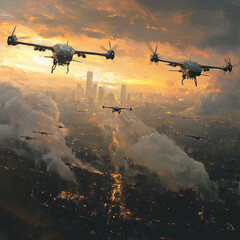 realistic and dramatic image of a military drone