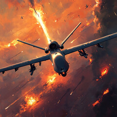 realistic and dramatic image of a military drone