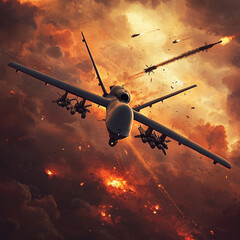 realistic and dramatic image of a military drone