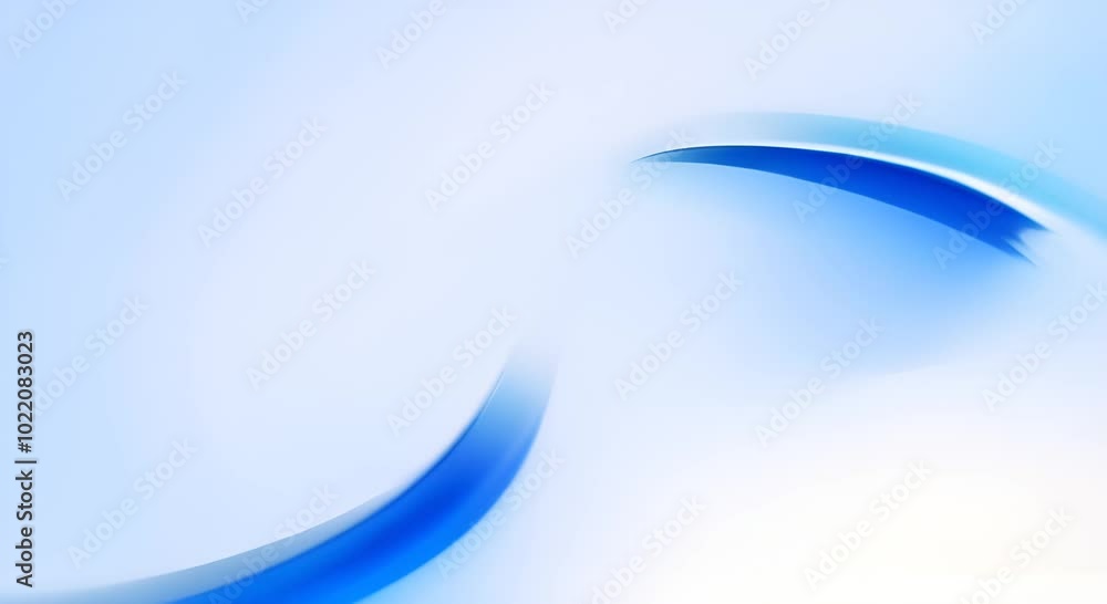 Aufkleber floating blue curve line on white background abstract business and technology minimal abstract backd