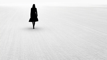 woman walking in the snow